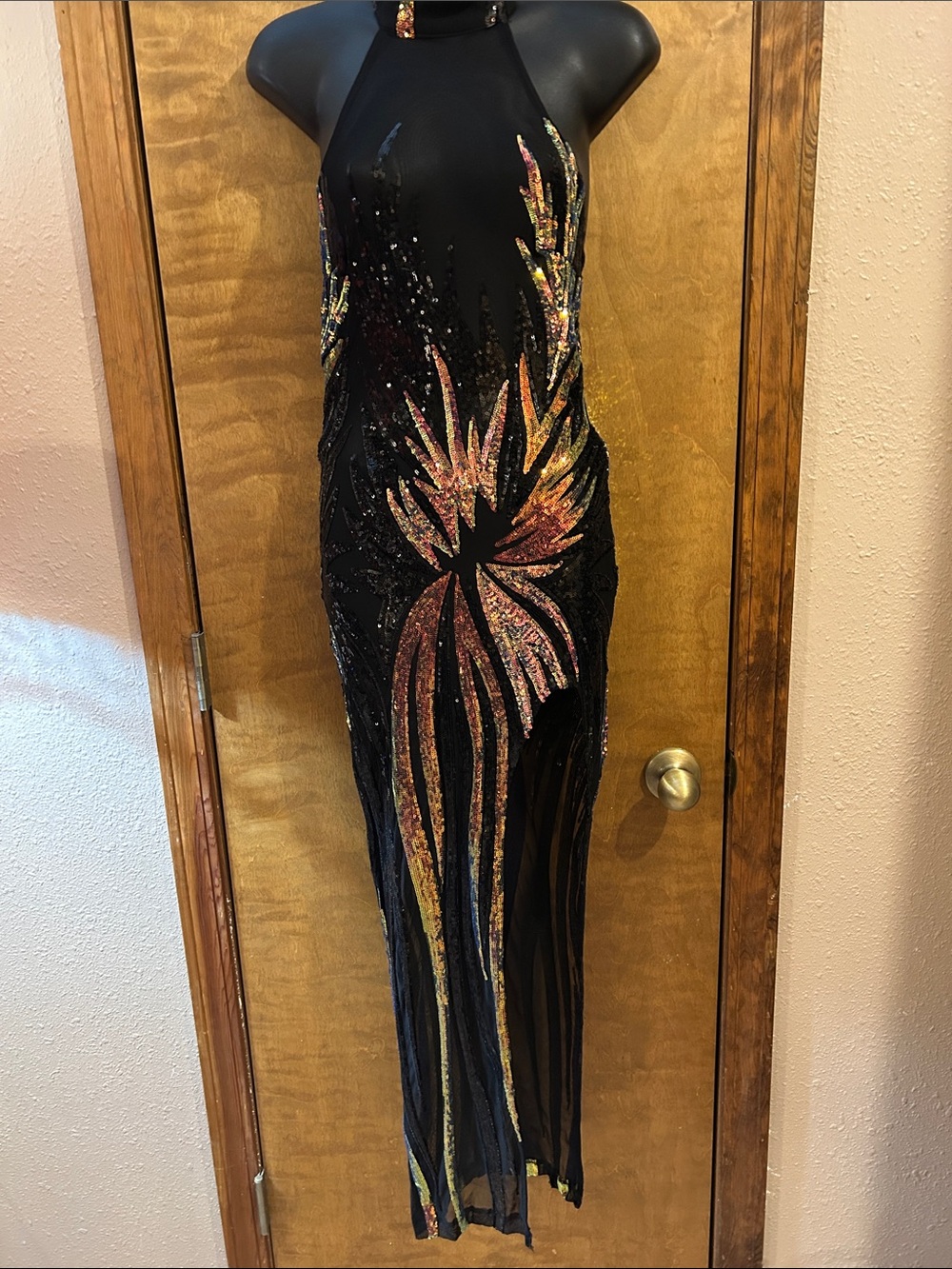 Black Sequin Multicolor Metallic Accents Dress